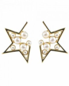 White Pearl Star Earrings