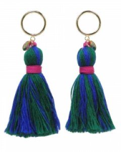 Circle Color Tassel Earrings_Blue