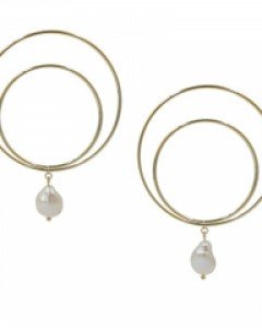 Double Circle Pearl Earrings