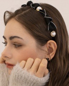 Pearl two-tone Ribbon Hairband