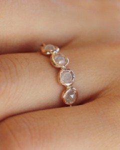[E16R 41] 14k 그레이 다이아몬드 체인 반지