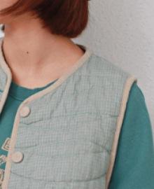 Cute Check Padded Vest - 4Color
