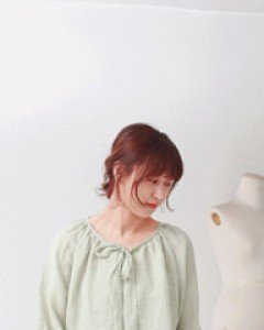 Sale-Linen Shirring Ribbon Blouse--Mint 54700-->43000