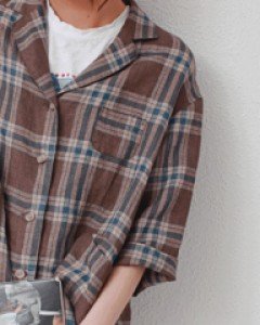 Check Linen Coated Jacket - 2Color