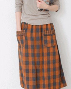 Brushed cotton check skirt-2 Colors
