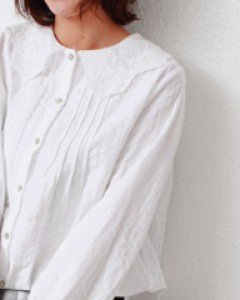 Cotton Collar Lace Blouse-3Color