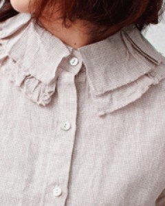 Check ruffle blouse-2Color
