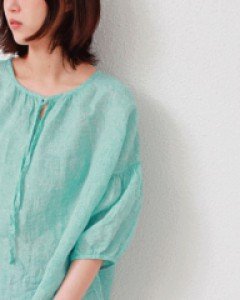 Round puff shirring blouse-4Color