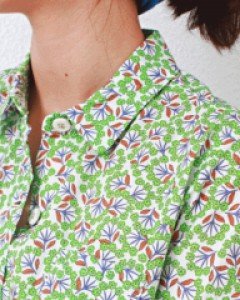 Pocket Color Matching Small Flower Shirt-2Color