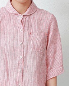 Sale-Round collar striped blouse- 56400-->43000