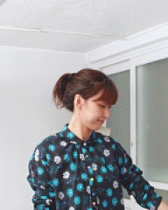 Round color collar blouse-2Color