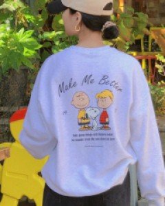 (3color) 메이크 맨투맨  (기분까지 좋아지는 귀여운 캐릭터 백 프린팅)