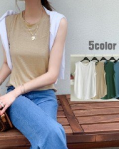 Daily linen Sleeveless T-shirt MA06042