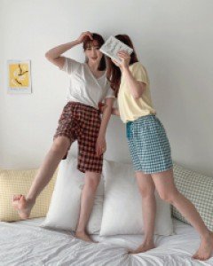 Check Short & Half-Length Pajamas Pants