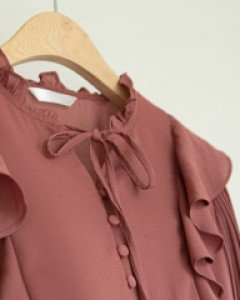 Frill-sleeved pleated blouse