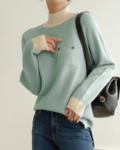 Pocket Button Half-Turtleneck Knitwear C111851