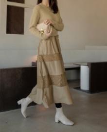 Liana knit color matching dress C120246