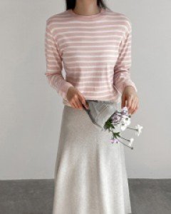 Milkis horizontal striped knitwear C010966