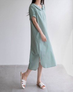 Banding puff rustle dress