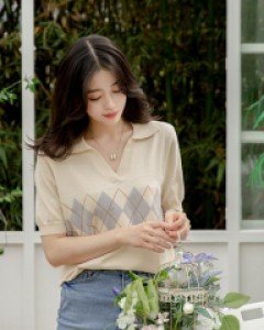 Argyle Open Collar Knitwear