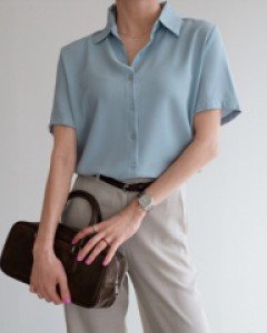 Color Wrinkle Free Short-Sleeved Shirt
