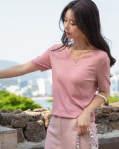 Life Round & V Short Sleeve Knit C051853
