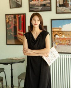 Ice Fluttering Drape Shirring Neck Sleeveless Shirts Dress