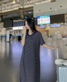 Ronin Horizontal Striped V-Neck Dress C062035