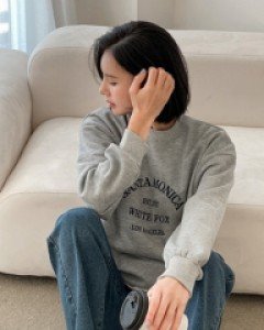 Fox embroidery fleece lined sweatshirt