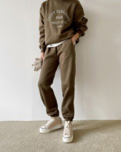Cent embroidered fleece lined jogger set
