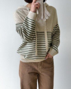 Vince Horizontal Striped Hooded Knitwear