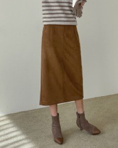 Suede back split skirt C113026