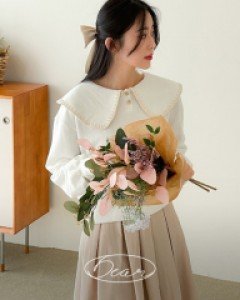 [Dear Short Women] Stitch Button Collar Sweatshirt
