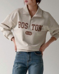[valyou] Boston Half Zip-Up Sweatshirt