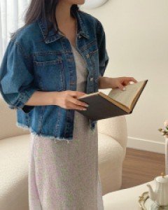 Coel Puff Short-Sleeved Denim Jacket