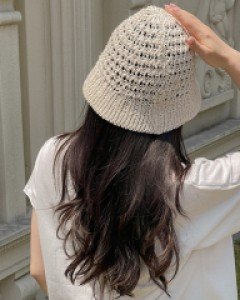 Summer net knitting bucket hat