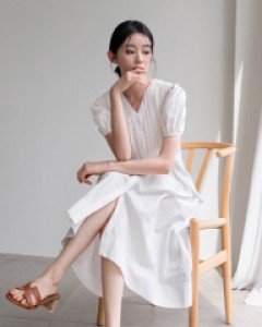 Lia sleeve puff pin tuck dress