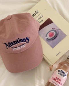 Attention embroidered lettering ball cap