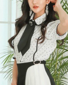 *도트타이 블라우스*