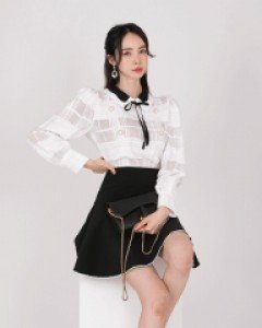 *와플배색 블라우스*