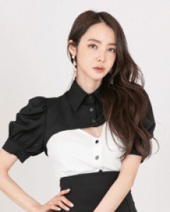*배색숄 블라우스*
