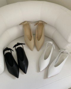 Ribbon sling back flat