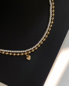 Heart long jinju necklace