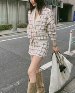 Recom check cardigan（Shipping after  February 28th ）