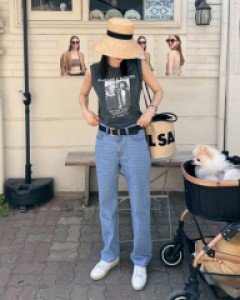 Dot cone denim pants