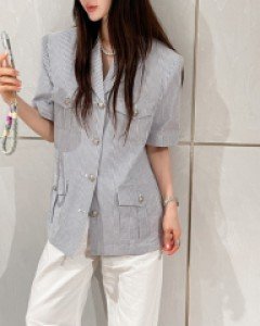 seersucker silver button jacket