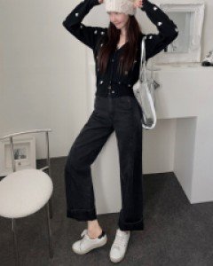 Cutting line black denim