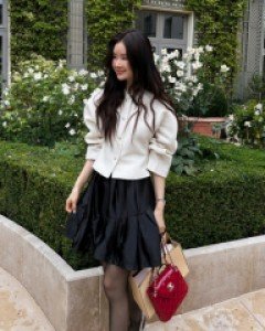 Balloon tweed jacket