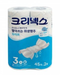 크리넥스 빨아쓰는위생행주 화이트 키친타올 45매2롤