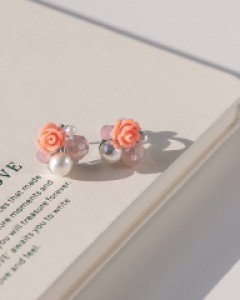 블루밍로즈 버튼귀찌